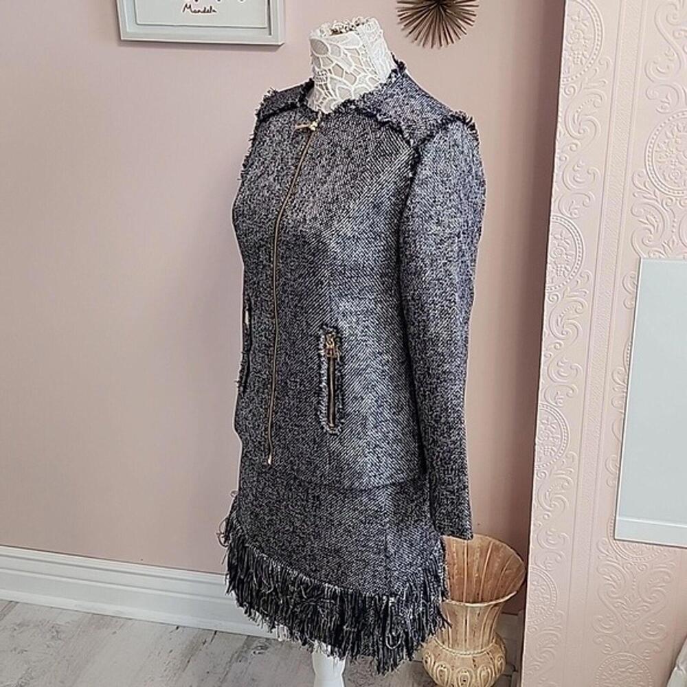 NWT STS Sail to Sable Metallic Mercer Navy suit skirt set fringe blaze 4 S T13 - Picture 9 of 12